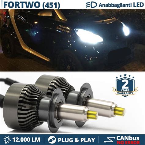 H7 LED Kit For Smart FORTWO W451 Low Beam LED Bulbs CANbus 6500K 12000LM