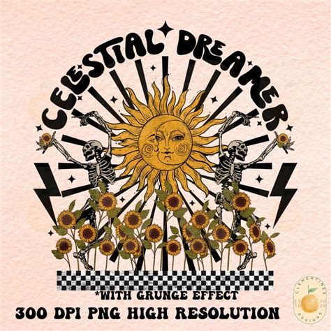 Celestial Dreamer Png Sublimation Png Designs Retro Png Skeleton