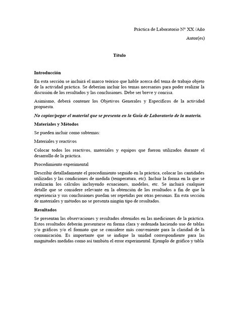 Modelo Informe Pdf Laboratorios Ciencias Fisicas