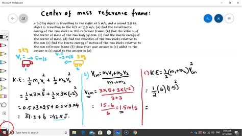 Solved Problem Using Center Of Mass Reference Frame Youtube