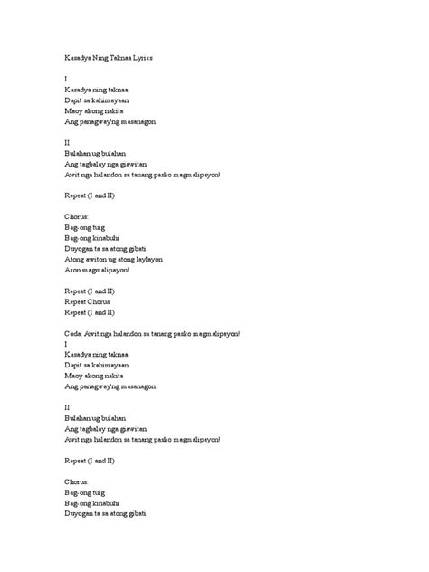 Kasadya Lyrics