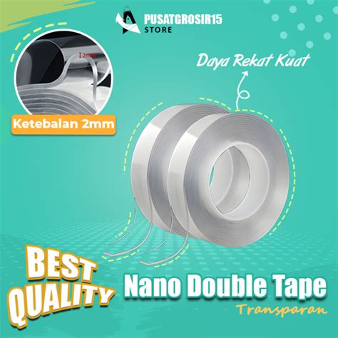 Double Tape Nano Selotip Isolasi Dua Sisi Bening Lazada Indonesia