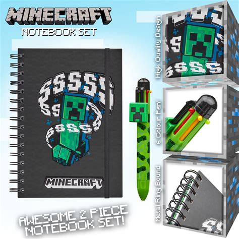 Minecraft Stationery A5 Notebook And Pen Set Gaming School Supplies