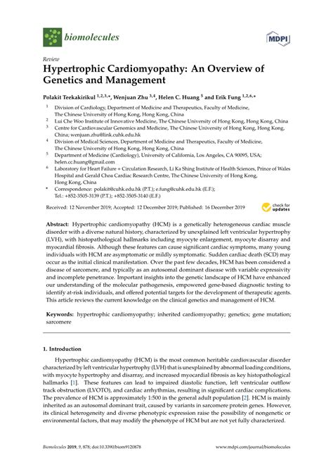 Hypertrophic Cardiomyopathy: an Overview of Genetics and Management - DocsLib