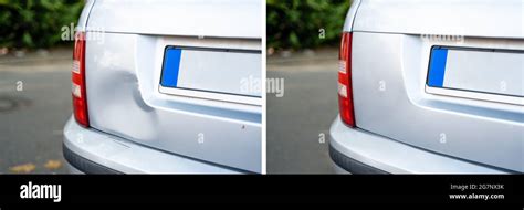 Photo Of Car Dent Repair Before And After Stock Photo Alamy