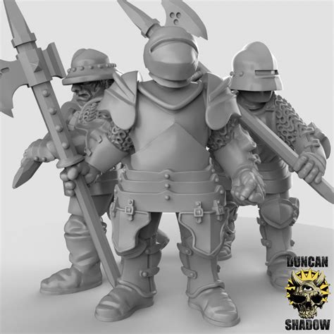 D Printable Man At Arms Knights With Polearms Pre Supported By