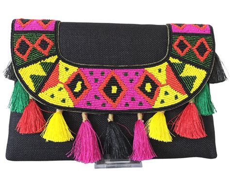 Women Boho Bag Crossbody Bag With Colorful Tassels And Beads Etsy