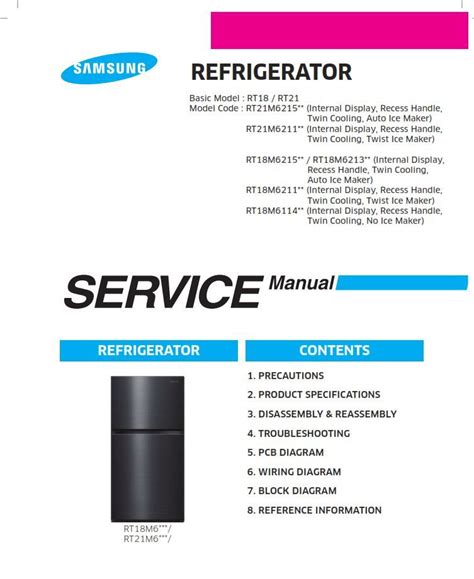 Samsung Rt18m6211 6213 Rt21m6211 6215 Service Manual Samsung