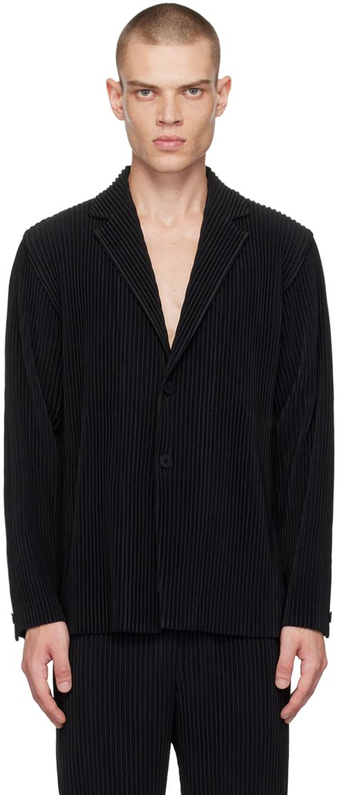 Homme Pliss Issey Miyake Black Tailored Pleats Blazer Ssense