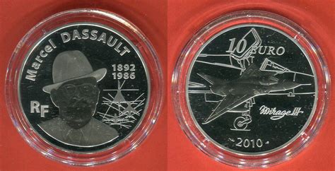 Frankreich 10 Euro 2010 Marcel Dassault 1892 1986 Proof With Box Coa