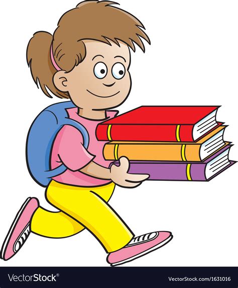 Cartoon Girl Carrying Books Royalty Free Vector Image