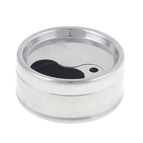 Practical Silver Stainless Steel Rotatable Lid Cigarette Ashtray Cm