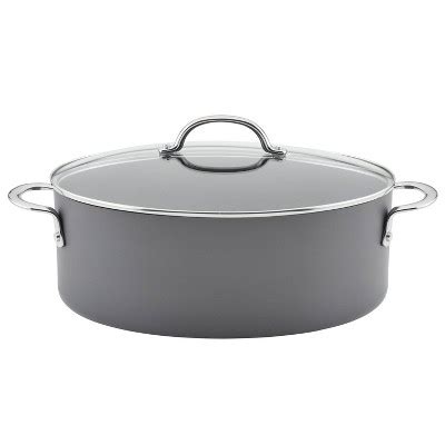 Rachael Ray Qt Hard Anodized Nonstick Oval Pasta Pot And Braiser Gray