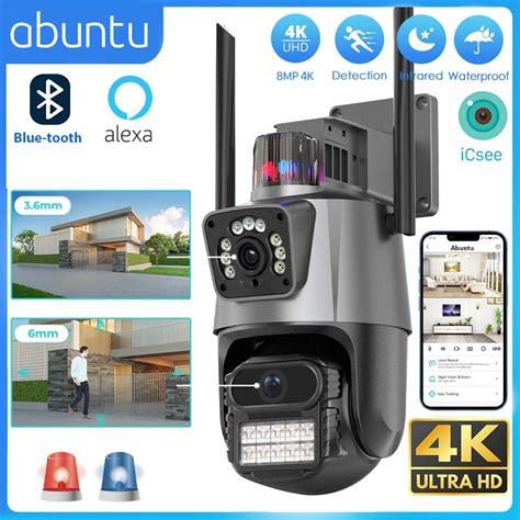 Cámara IP 4K de 8MP lente Dual pantalla Dual PTZ Wifi seguridad al