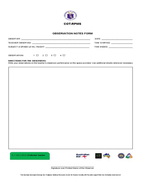 Appendix C 08 Cot Rpms Observation Notes Form Pdf