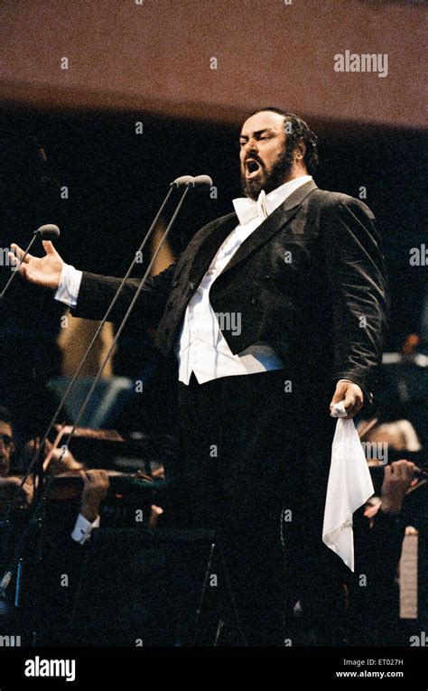 Luciano Pavarotti The Italian Operatic Tenor Singing At An Outdoor