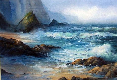 X Watercolour Ballintoy Storm Private Collector Seascape