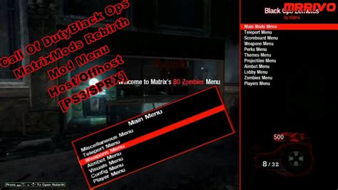 Black Ops Zombies Rebirth Sprx Mod Menu Host Nonhost Mod Menu