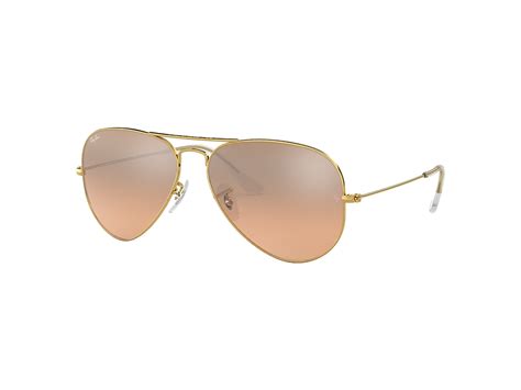 Ray Ban Aviator Sunglasses In Gold With Pink Mirror Lens