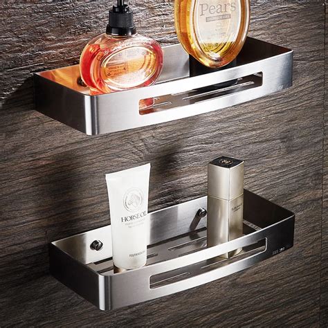 Wall Mount Bathroom Shelves Brushed Nickel Stainless Steel Rectangle ...