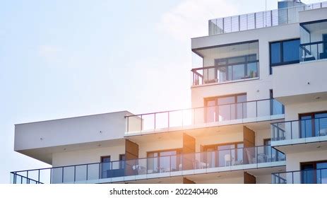 Modern White Facade Residential Building Large Stock Photo 2022404408 ...