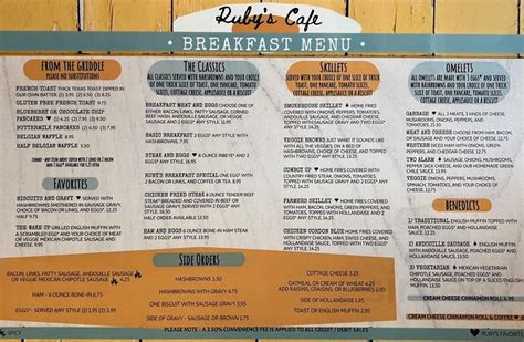 Ruby S Cafe Menu In Missoula Montana USA