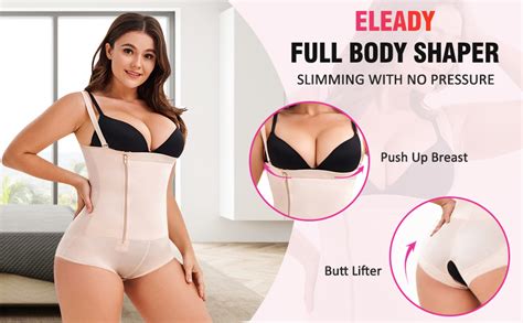 Eleady Womens Latex Waist Trainer Bodysuit Tummy Control Shapewear