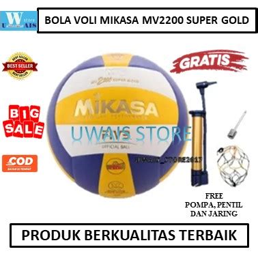 Best Seller Bola Voli Volly Mikasa Mv Super Gold Gratis Pompa