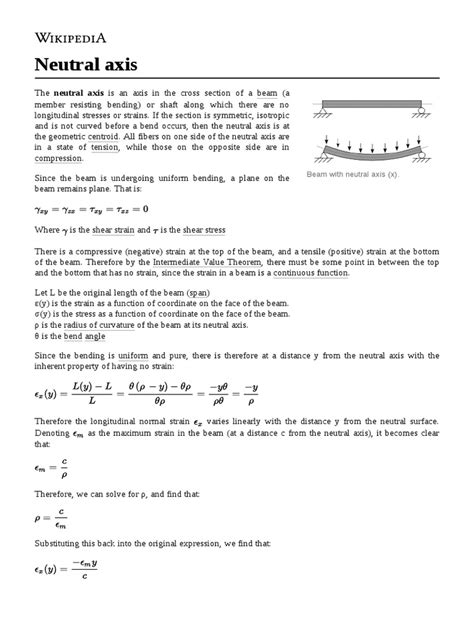 Neutral Axis | PDF | Bending | Continuum Mechanics