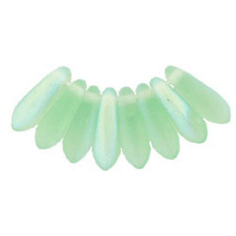 Czech Glass Daggers 10x3mm Matte Peridot Ab Eureka Crystal Beads