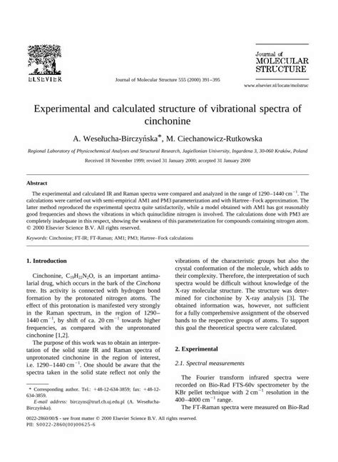 PDF Experimental And Calculated Structure Of Vibrational Spectra Of