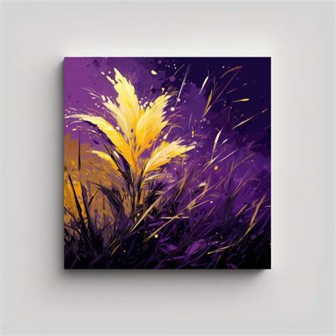 Cuadro Decorativo De Arroz Morado Y Amarillo En Tonos Neonoir Decocuadros