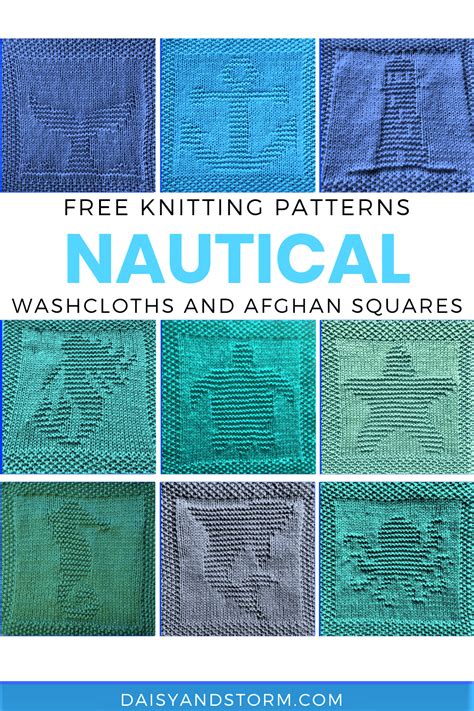 Free Nautical Themed Dishcloth And Afghan Squares Knitting Patterns Daisy And Storm