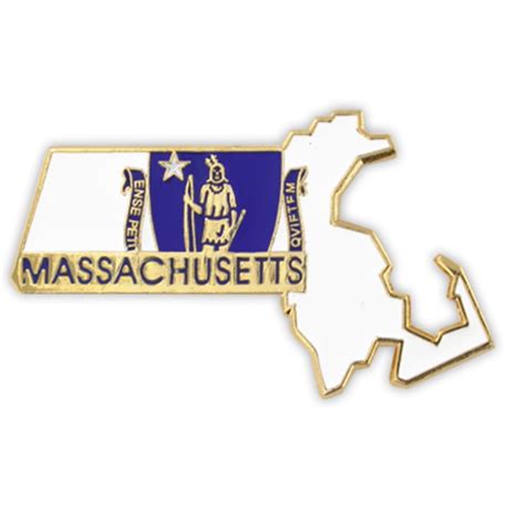 State Shape Of Massachusetts And Massachusetts Flag Lapel Pin