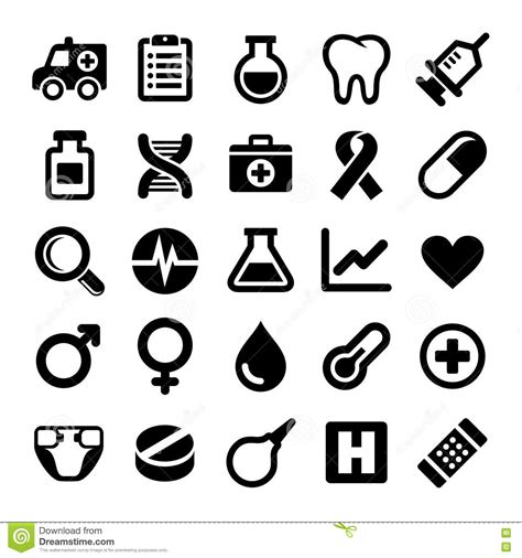 Iconos médicos fijados ilustración del vector Ilustración de