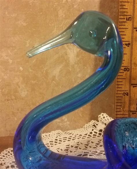 Cobalt Blue Blown Glass Swan Bowl Etsy