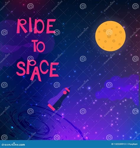 Ride To Space Slogan With Spaceship And Space Stock Vector