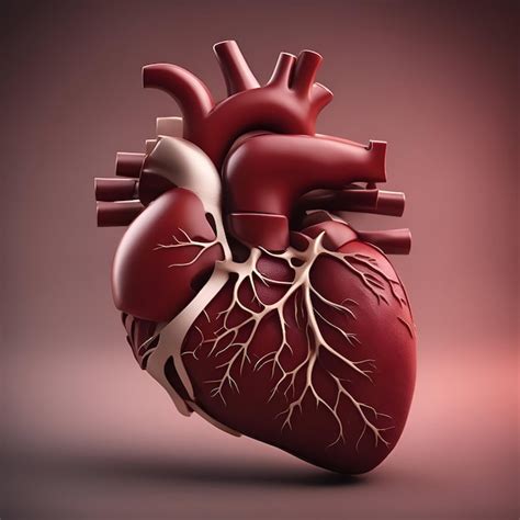 Coeur Humain Avec Veines Sur Fond Sombre Illustration De Rendu 3d