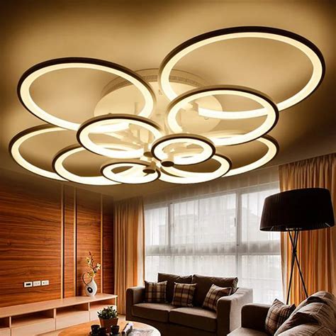 Acrylic Ring Led Ceiling Lights Living Room Bedroom Lamp Dimmable