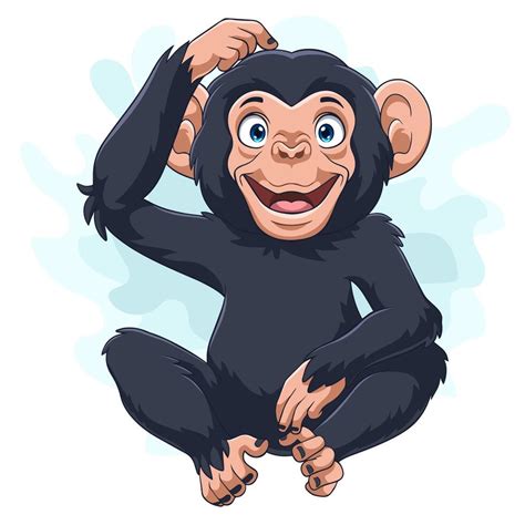 Cartoon happy chimpanzee on white background 38243376 Vector Art at ...