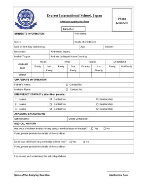 Fillable Online Admission Form And School Guidelines Fax Email Print