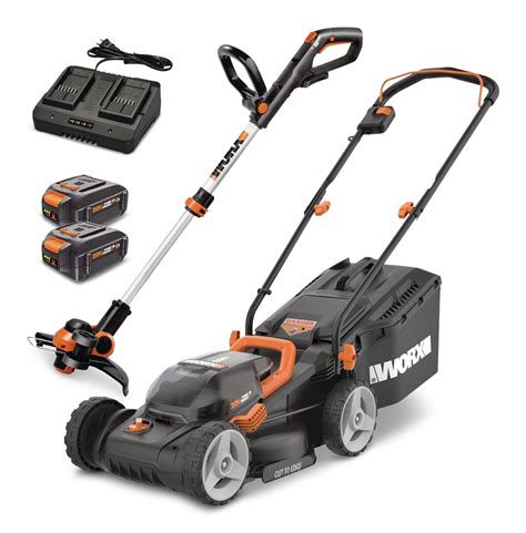 Worx Wg934 Power Share™ 2x20v 2 In 1 Combo Kit Wg779 40v Cordless Mower 14 In Wg1639 20v