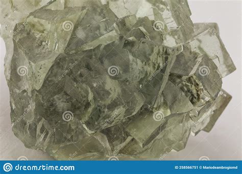 Cubic Crystals Of Green Fluorite On White Background Stock Image