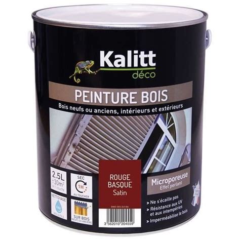 Kalitt Deco Peinture Bois Satin L Rouge Basque Cdiscount