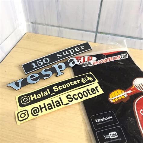 Jual Emblem Set Depan Belakang Vespa Super Muda Balok Sip Italy