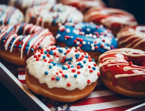 Premium Photo An Assortment Of Donuts With Patriotic Themes