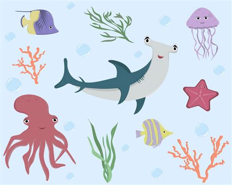 underwater animals set 17590057 Vector Art at Vecteezy