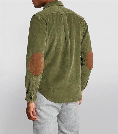 Polo Ralph Lauren Green Suede Patch Corduroy Shirt Harrods Uk