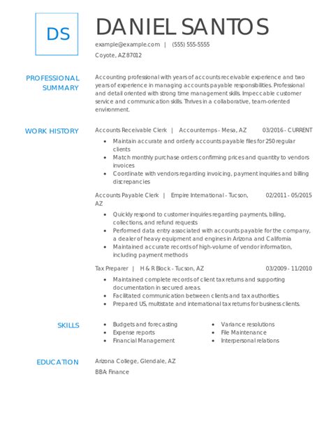 Professional Accounts Receivable Clerk Resume Examples