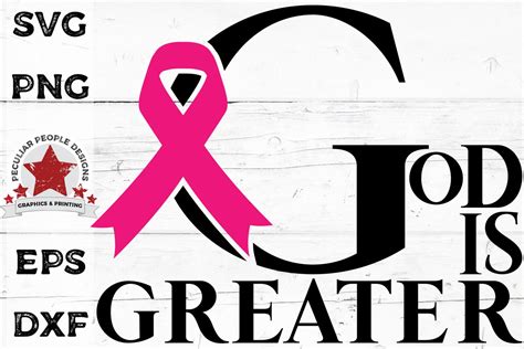 God Is Greater Svg Heal Breast Cancer Awareness Ribbon 562155 Cut Files Design Bundles